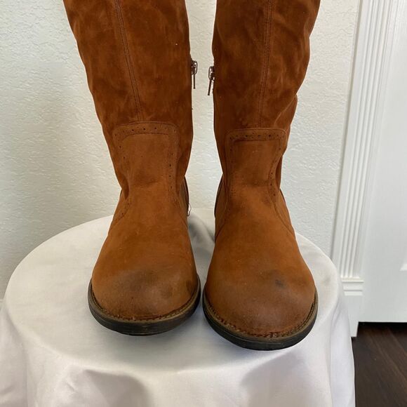 Qupid Boho Western Brown Tan Faux Suede Over The Knee Riding Boots US 8 - Picture 3 of 8
